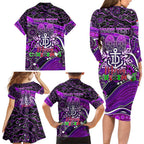 Merry Christmas AFL Fremantle Freo Family Matching Long Sleeve Bodycon Dress and Hawaiian Shirt Aboriginal Santa Football Mascot