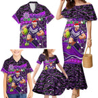 Merry Christmas AFL Fremantle Freo Family Matching Mermaid Dress and Hawaiian Shirt Aboriginal Santa Football Mascot