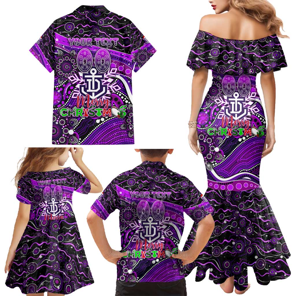 Merry Christmas AFL Fremantle Freo Family Matching Mermaid Dress and Hawaiian Shirt Aboriginal Santa Football Mascot