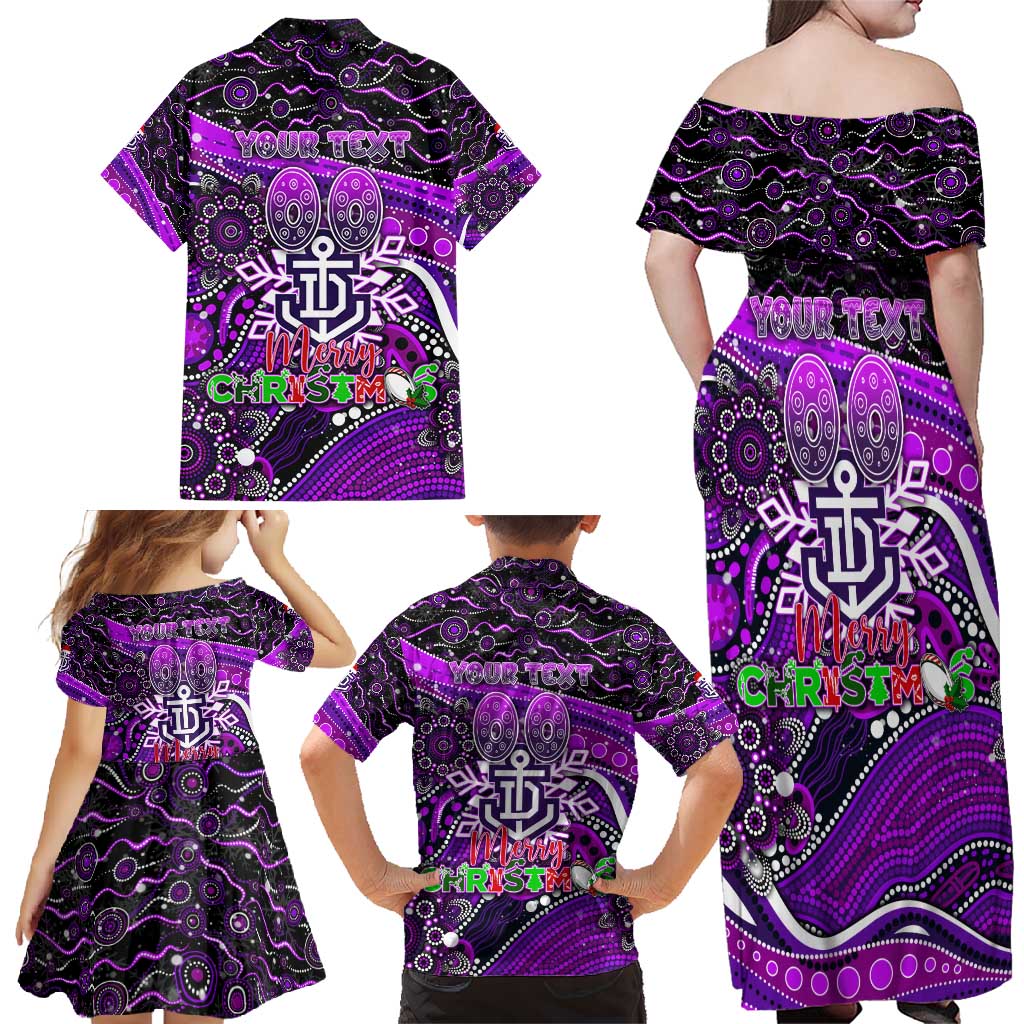 Merry Christmas AFL Fremantle Freo Family Matching Off Shoulder Maxi Dress and Hawaiian Shirt Aboriginal Santa Football Mascot