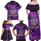 Merry Christmas AFL Fremantle Freo Family Matching Off Shoulder Maxi Dress and Hawaiian Shirt Aboriginal Santa Football Mascot
