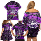 Merry Christmas AFL Fremantle Freo Family Matching Off Shoulder Short Dress and Hawaiian Shirt Aboriginal Santa Football Mascot