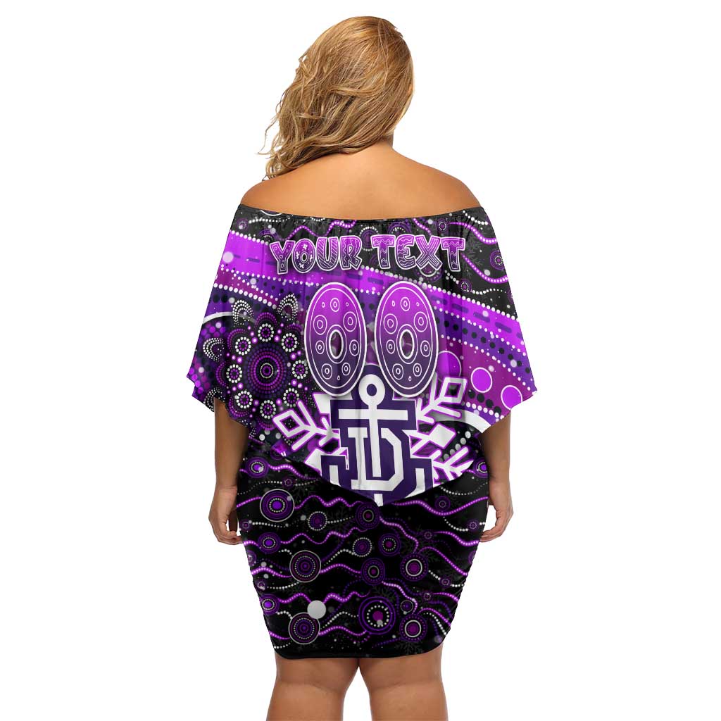 Merry Christmas AFL Fremantle Freo Family Matching Off Shoulder Short Dress and Hawaiian Shirt Aboriginal Santa Football Mascot
