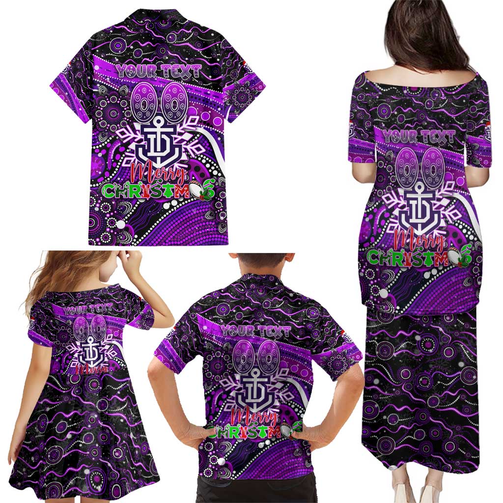 Merry Christmas AFL Fremantle Freo Family Matching Puletasi and Hawaiian Shirt Aboriginal Santa Football Mascot
