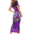 Merry Christmas AFL Fremantle Freo Family Matching Short Sleeve Bodycon Dress and Hawaiian Shirt Aboriginal Santa Football Mascot