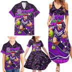 Merry Christmas AFL Fremantle Freo Family Matching Summer Maxi Dress and Hawaiian Shirt Aboriginal Santa Football Mascot