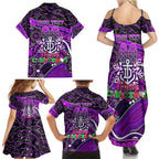 Merry Christmas AFL Fremantle Freo Family Matching Summer Maxi Dress and Hawaiian Shirt Aboriginal Santa Football Mascot
