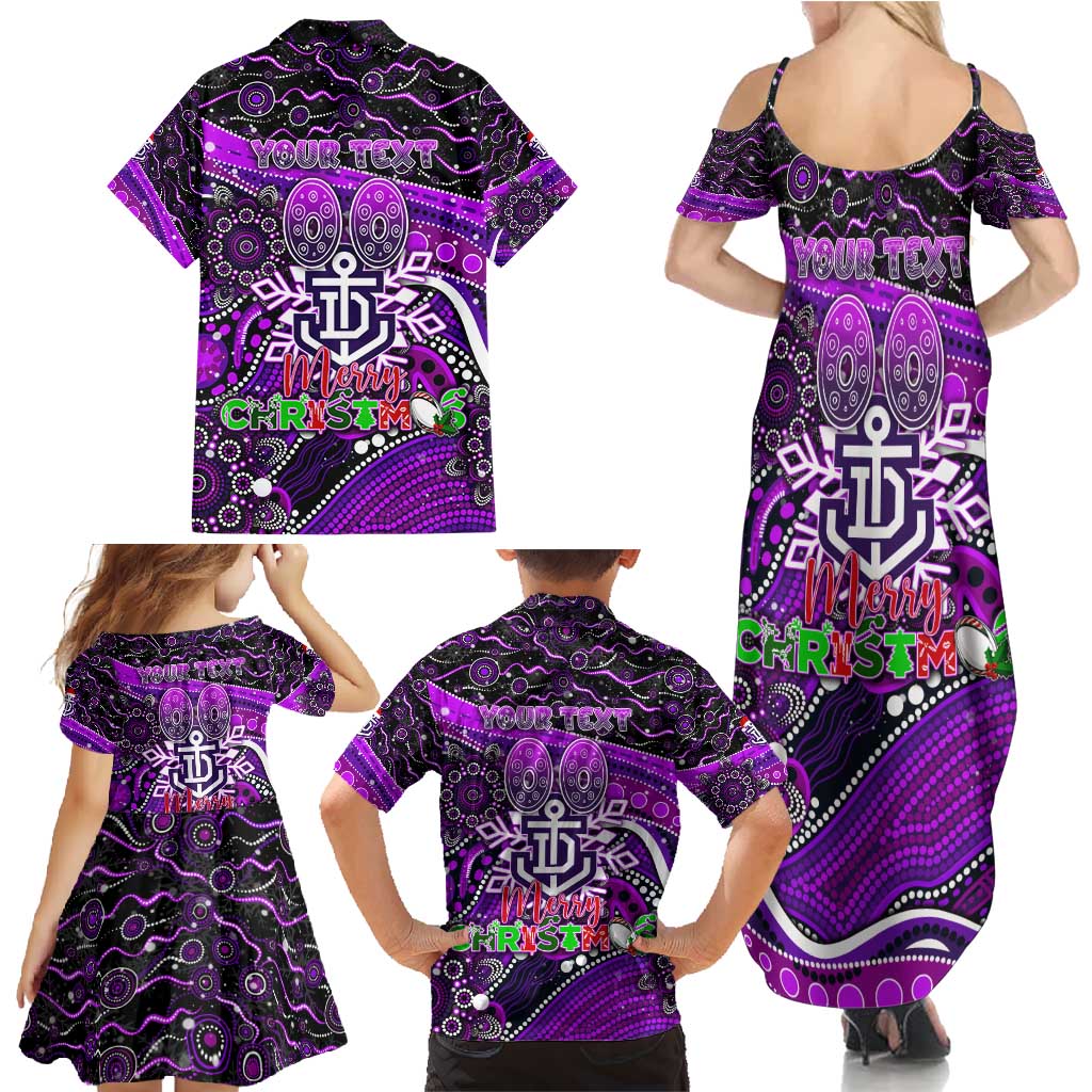 Merry Christmas AFL Fremantle Freo Family Matching Summer Maxi Dress and Hawaiian Shirt Aboriginal Santa Football Mascot