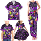 Merry Christmas AFL Fremantle Freo Family Matching Tank Maxi Dress and Hawaiian Shirt Aboriginal Santa Football Mascot