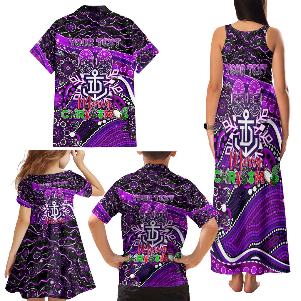 Merry Christmas AFL Fremantle Freo Family Matching Tank Maxi Dress and Hawaiian Shirt Aboriginal Santa Football Mascot