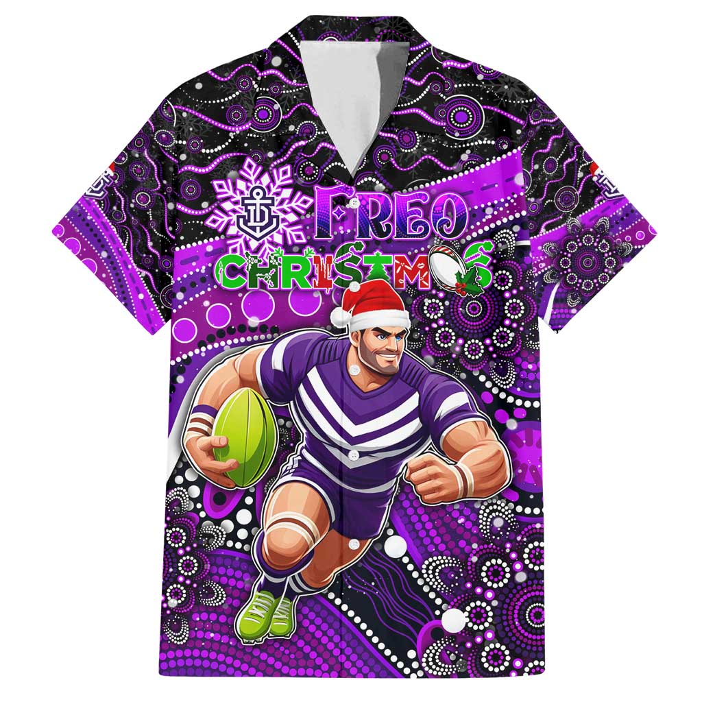 Merry Christmas AFL Fremantle Freo Family Matching Tank Maxi Dress and Hawaiian Shirt Aboriginal Santa Football Mascot