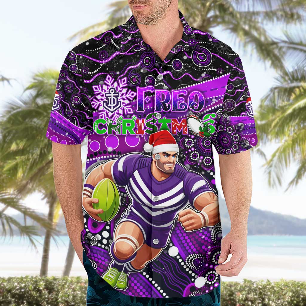 Merry Christmas AFL Fremantle Freo Hawaiian Shirt Aboriginal Santa Football Mascot