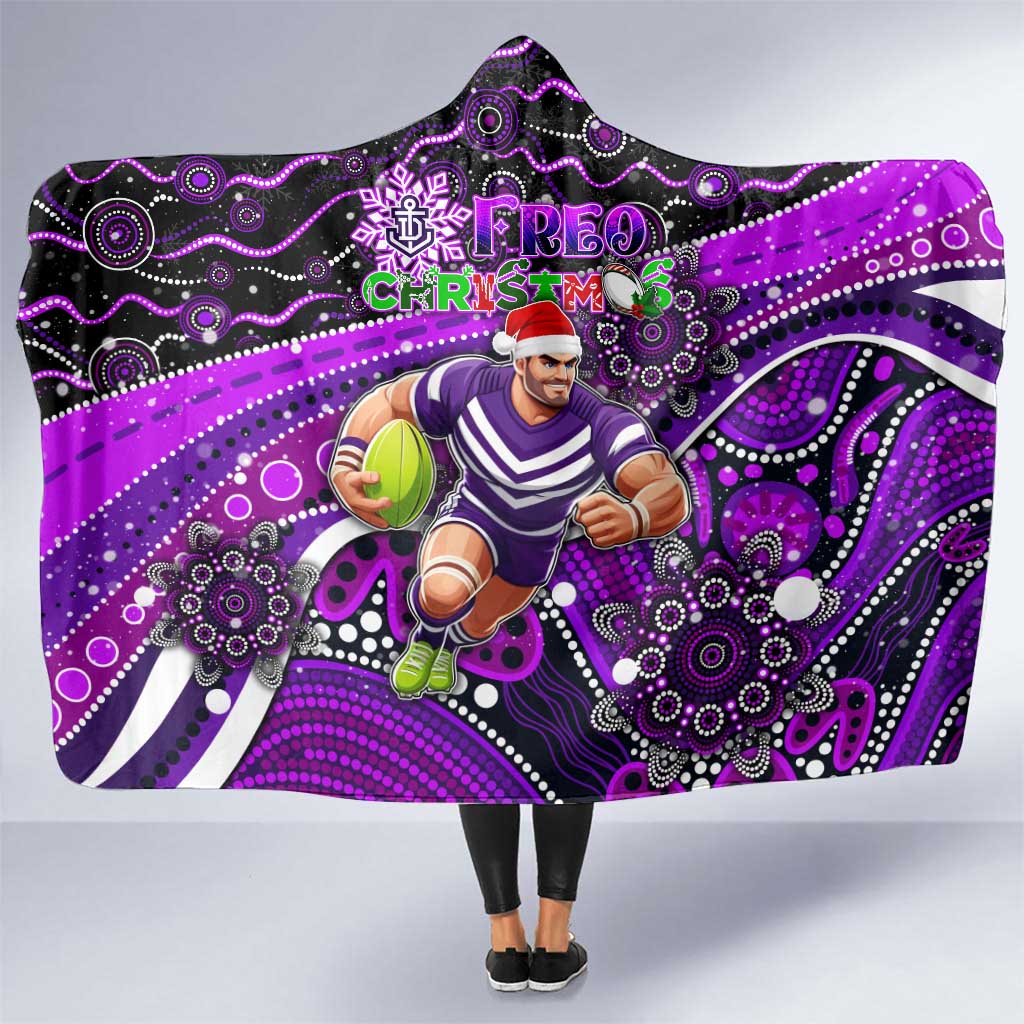 Merry Christmas AFL Fremantle Freo Hooded Blanket Aboriginal Santa Football Mascot