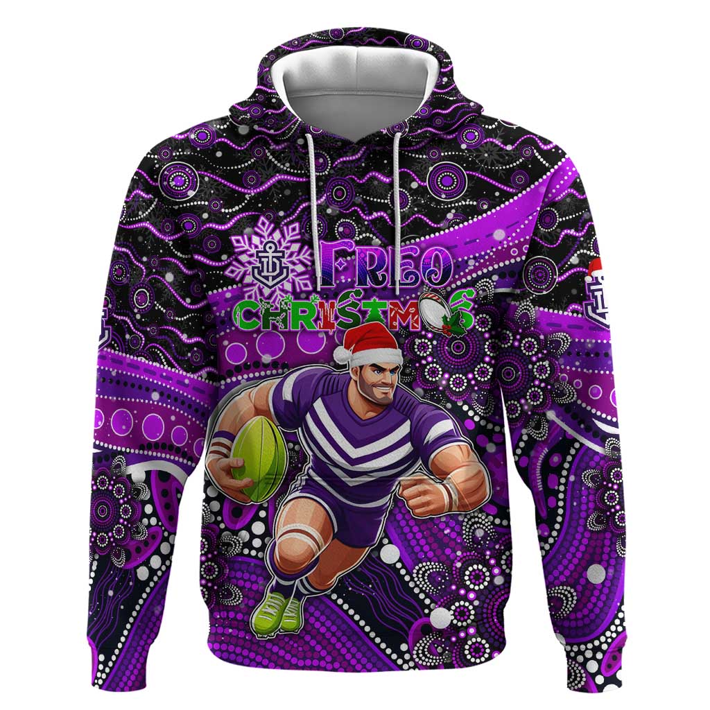 Merry Christmas AFL Fremantle Freo Hoodie Aboriginal Santa Football Mascot