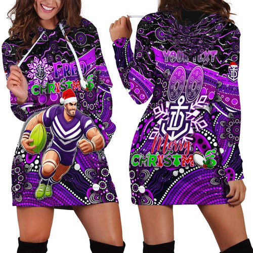 Merry Christmas AFL Fremantle Freo Hoodie Dress Aboriginal Santa Football Mascot
