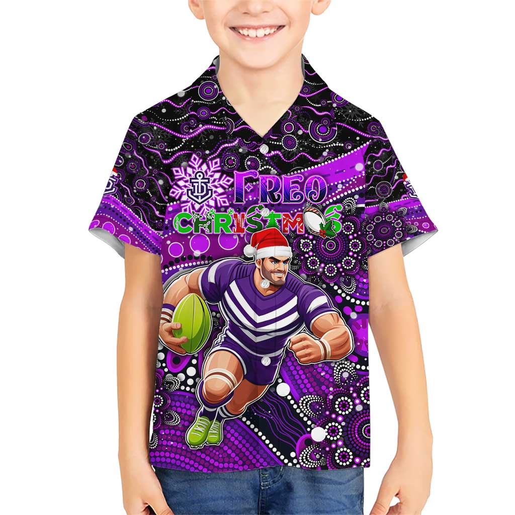 Merry Christmas AFL Fremantle Freo Kid Hawaiian Shirt Aboriginal Santa Football Mascot