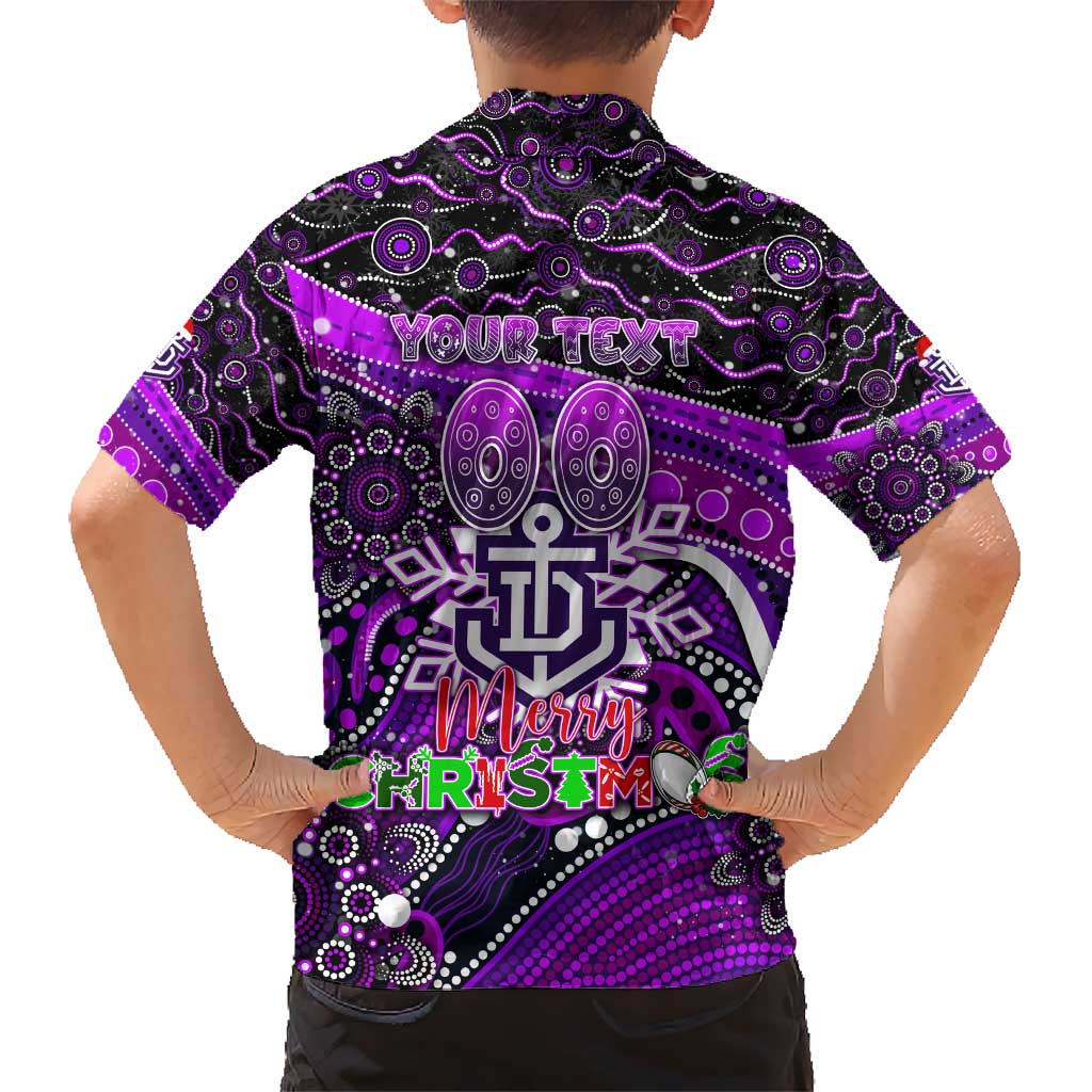 Merry Christmas AFL Fremantle Freo Kid Hawaiian Shirt Aboriginal Santa Football Mascot