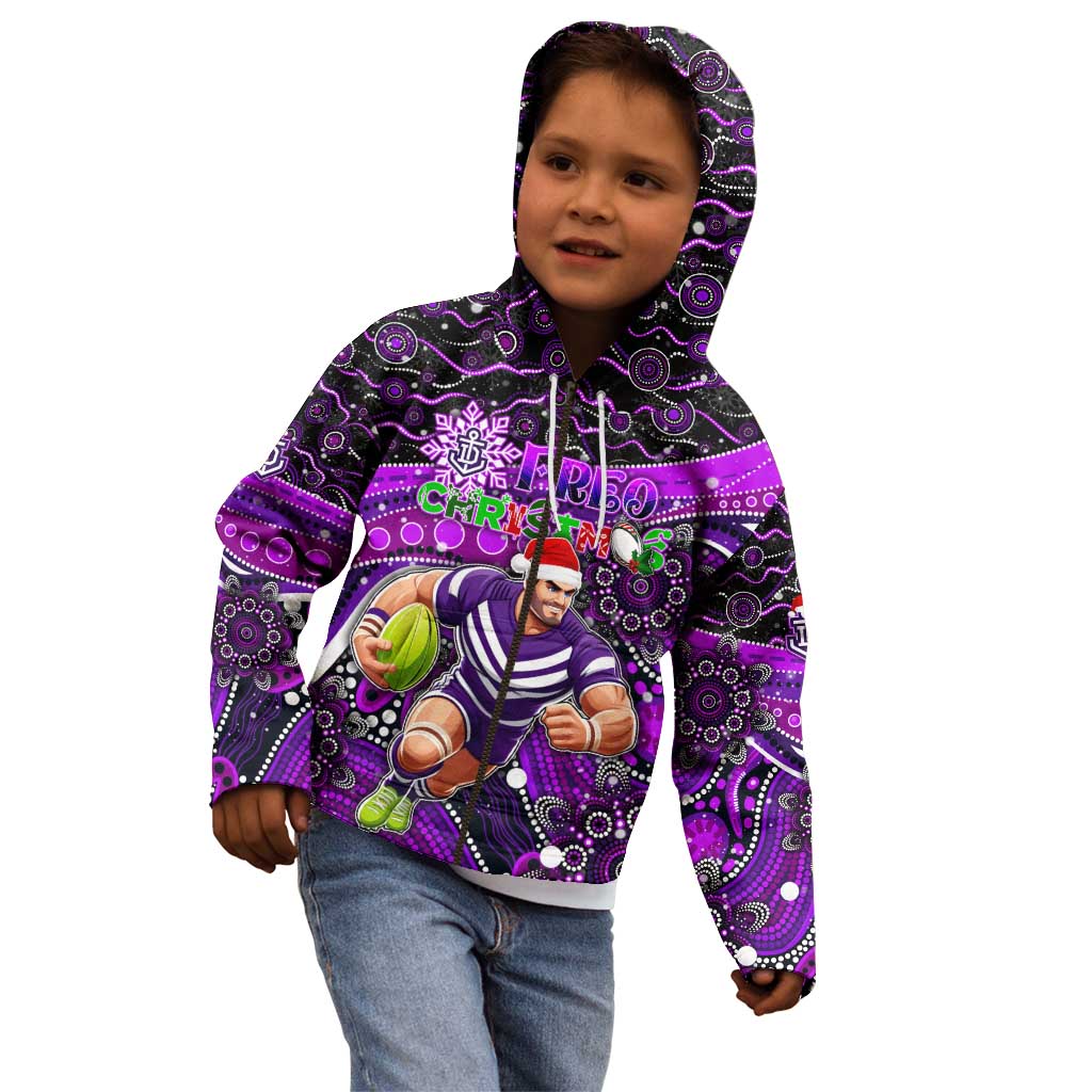 Merry Christmas AFL Fremantle Freo Kid Hoodie Aboriginal Santa Football Mascot