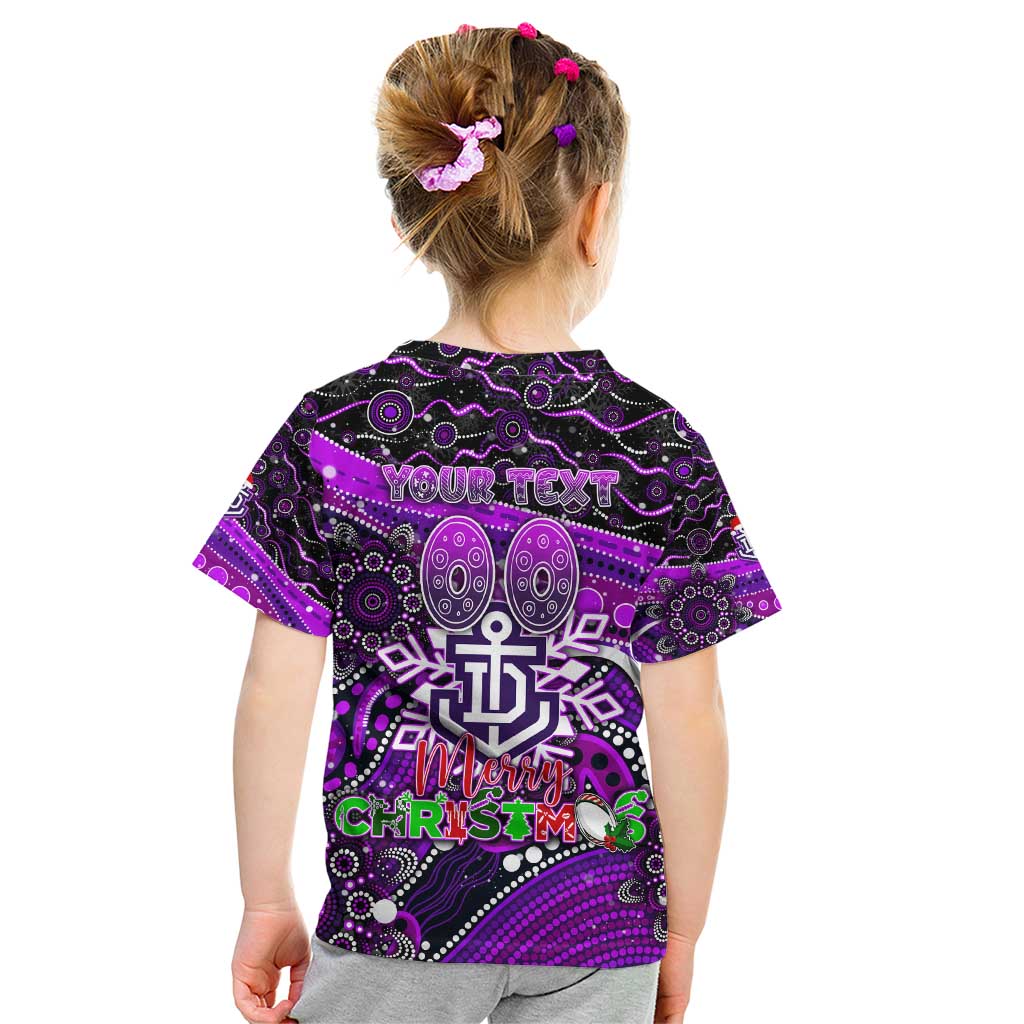 Merry Christmas AFL Fremantle Freo Kid T Shirt Aboriginal Santa Football Mascot