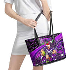 Merry Christmas AFL Fremantle Freo Leather Tote Bag Aboriginal Santa Football Mascot