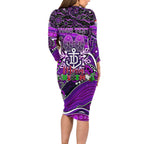 Merry Christmas AFL Fremantle Freo Long Sleeve Bodycon Dress Aboriginal Santa Football Mascot
