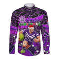 Merry Christmas AFL Fremantle Freo Long Sleeve Button Shirt Aboriginal Santa Football Mascot