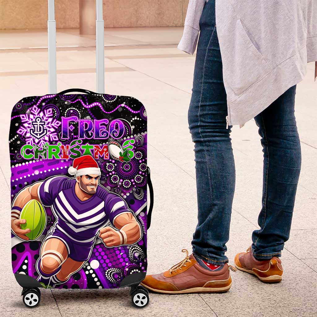 Merry Christmas AFL Fremantle Freo Luggage Cover Aboriginal Santa Football Mascot