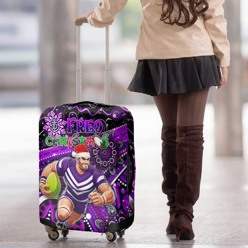 Merry Christmas AFL Fremantle Freo Luggage Cover Aboriginal Santa Football Mascot