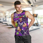 Merry Christmas AFL Fremantle Freo Men Tank Top Aboriginal Santa Football Mascot