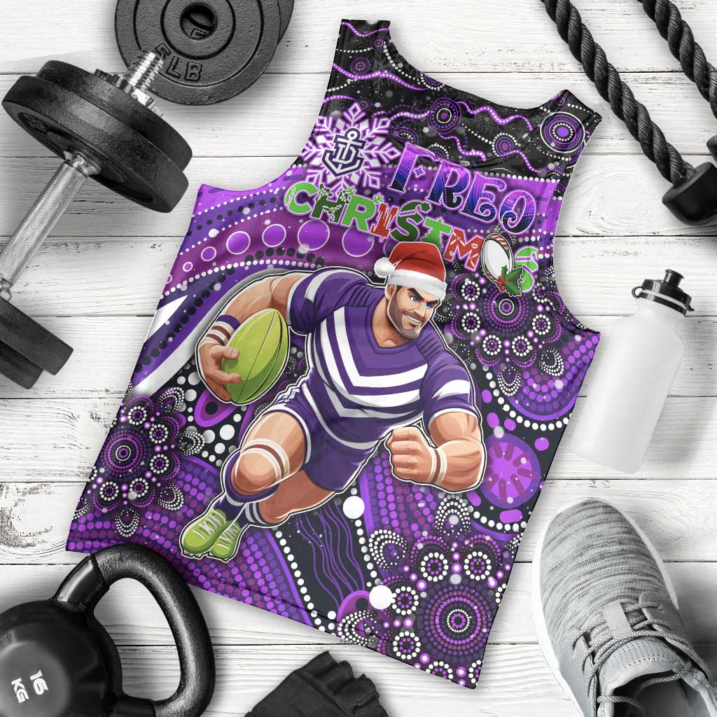 Merry Christmas AFL Fremantle Freo Men Tank Top Aboriginal Santa Football Mascot