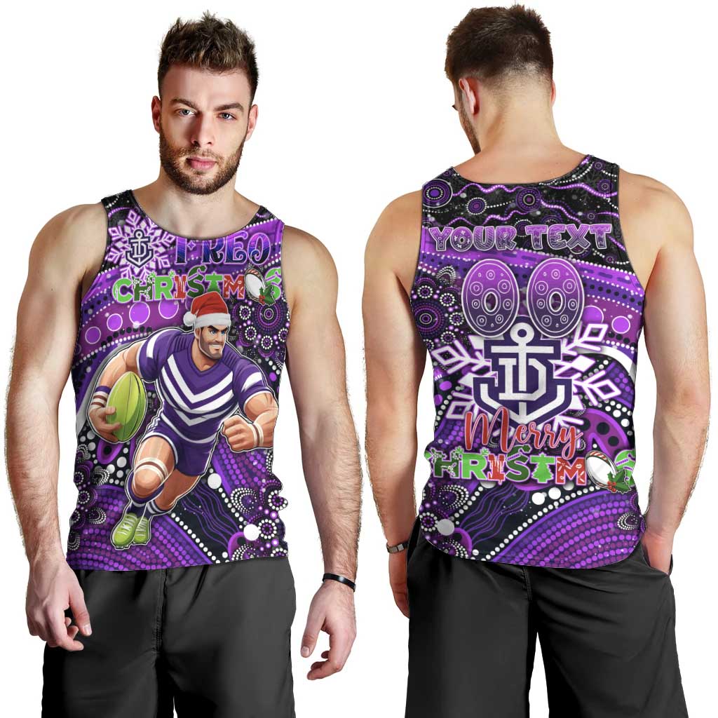 Merry Christmas AFL Fremantle Freo Men Tank Top Aboriginal Santa Football Mascot