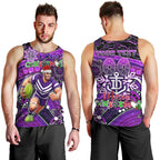 Merry Christmas AFL Fremantle Freo Men Tank Top Aboriginal Santa Football Mascot