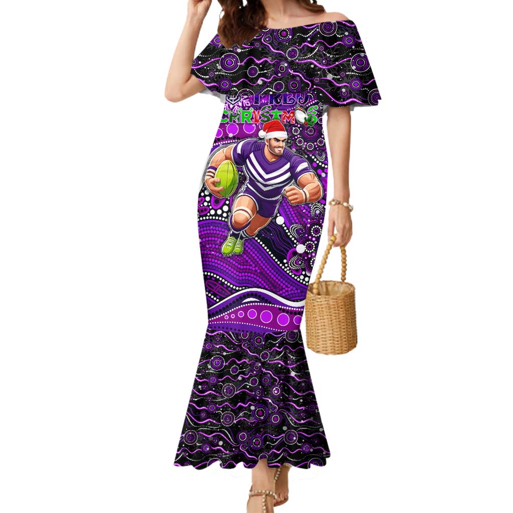 Merry Christmas AFL Fremantle Freo Mermaid Dress Aboriginal Santa Football Mascot