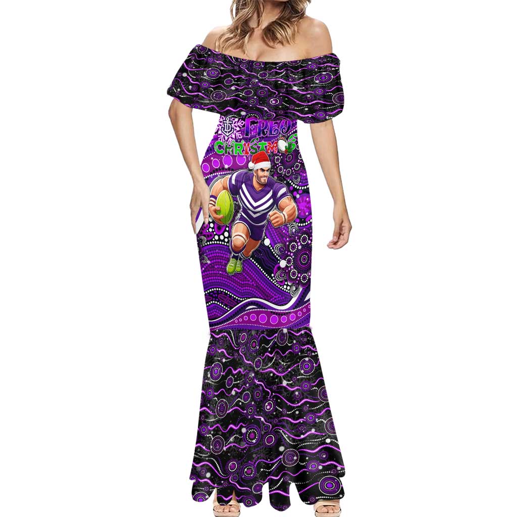 Merry Christmas AFL Fremantle Freo Mermaid Dress Aboriginal Santa Football Mascot