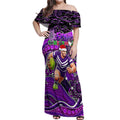 Merry Christmas AFL Fremantle Freo Off Shoulder Maxi Dress Aboriginal Santa Football Mascot