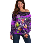 Merry Christmas AFL Fremantle Freo Off Shoulder Sweater Aboriginal Santa Football Mascot