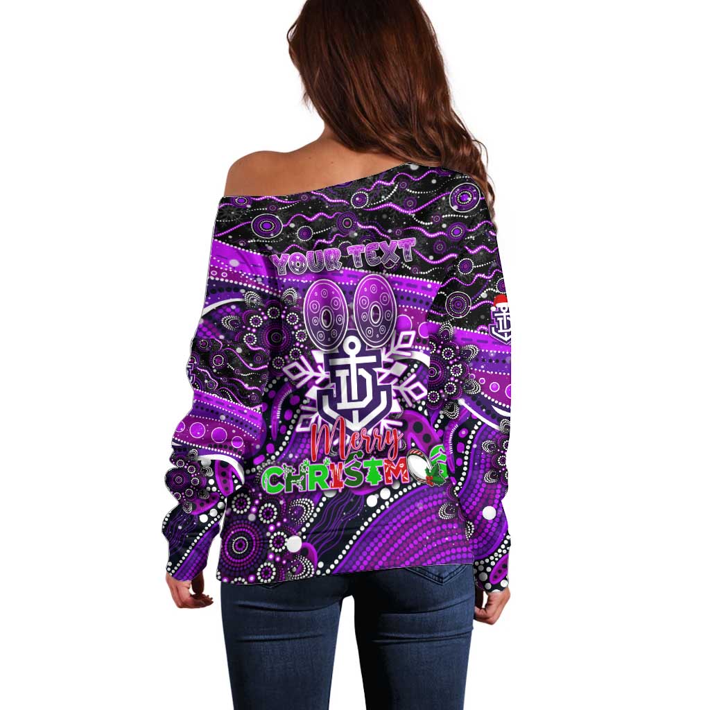 Merry Christmas AFL Fremantle Freo Off Shoulder Sweater Aboriginal Santa Football Mascot