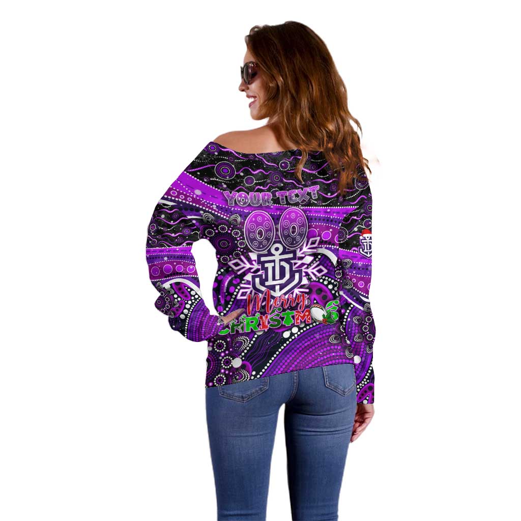 Merry Christmas AFL Fremantle Freo Off Shoulder Sweater Aboriginal Santa Football Mascot