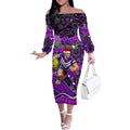 Merry Christmas AFL Fremantle Freo Off The Shoulder Long Sleeve Dress Aboriginal Santa Football Mascot