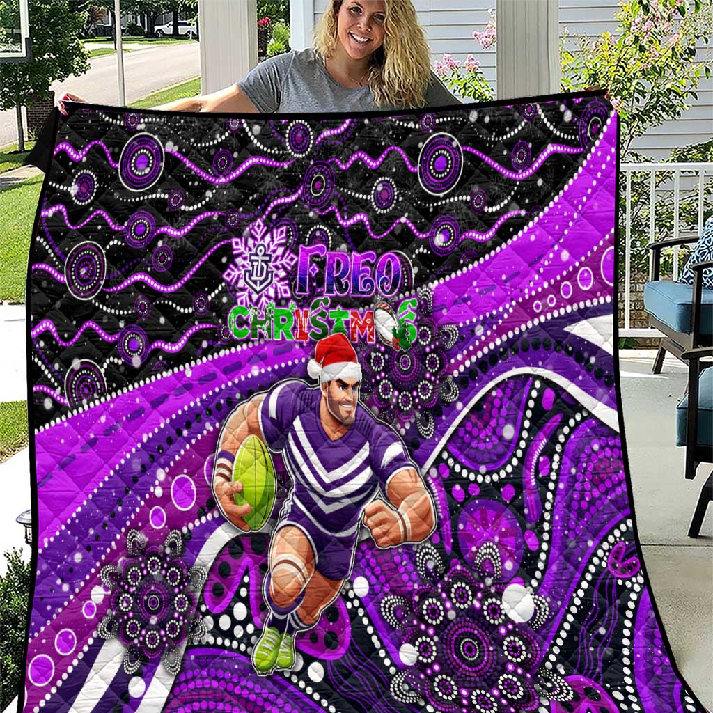 Merry Christmas AFL Fremantle Freo Quilt Aboriginal Santa Football Mascot