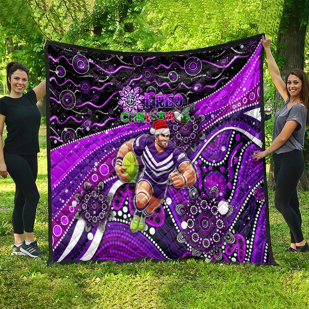 Merry Christmas AFL Fremantle Freo Quilt Aboriginal Santa Football Mascot