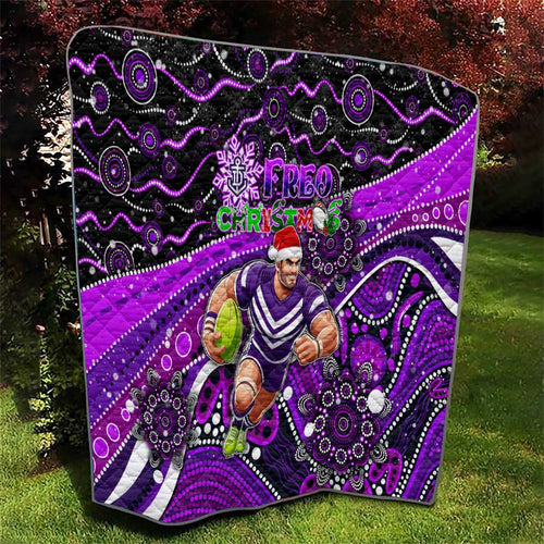 Merry Christmas AFL Fremantle Freo Quilt Aboriginal Santa Football Mascot