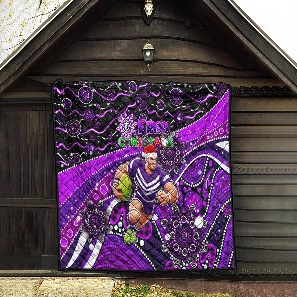 Merry Christmas AFL Fremantle Freo Quilt Aboriginal Santa Football Mascot