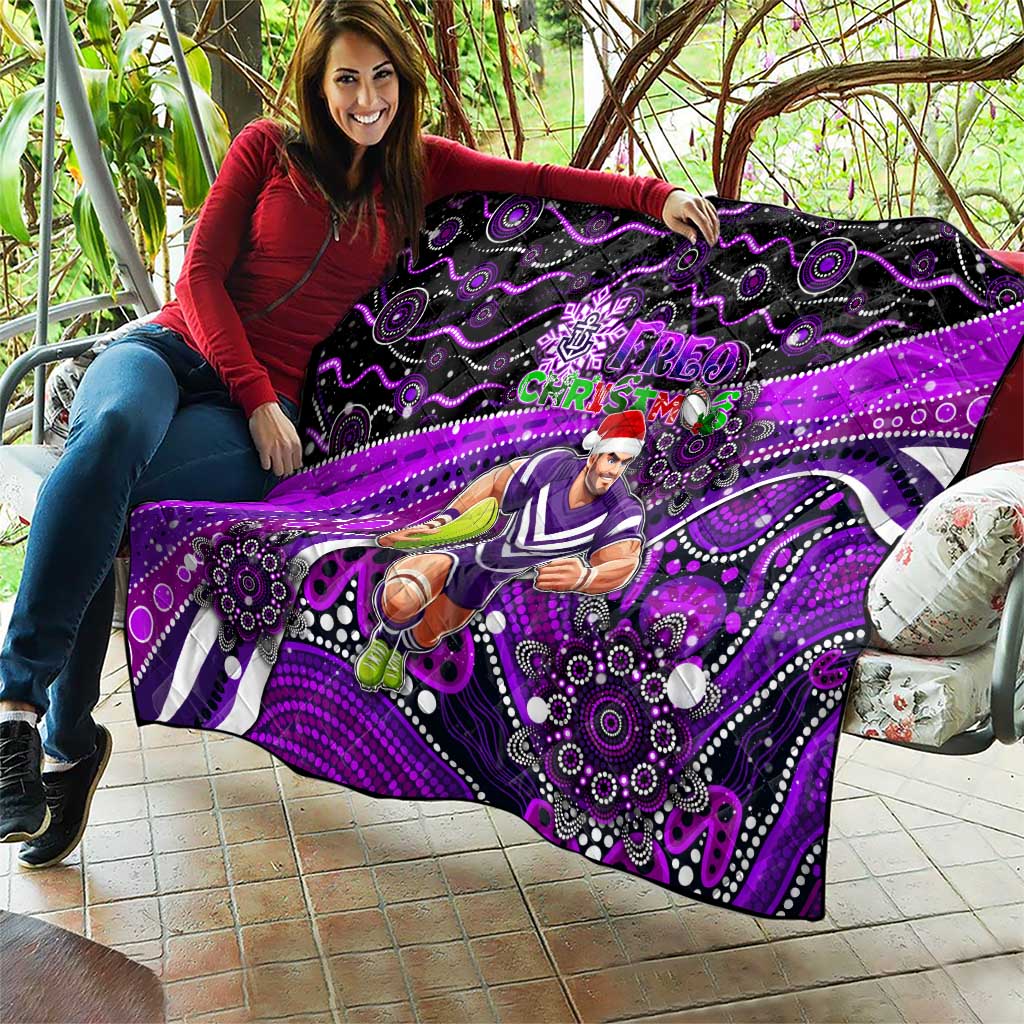 Merry Christmas AFL Fremantle Freo Quilt Aboriginal Santa Football Mascot