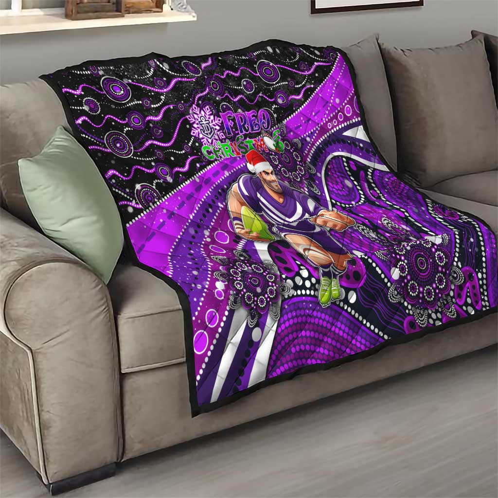 Merry Christmas AFL Fremantle Freo Quilt Aboriginal Santa Football Mascot