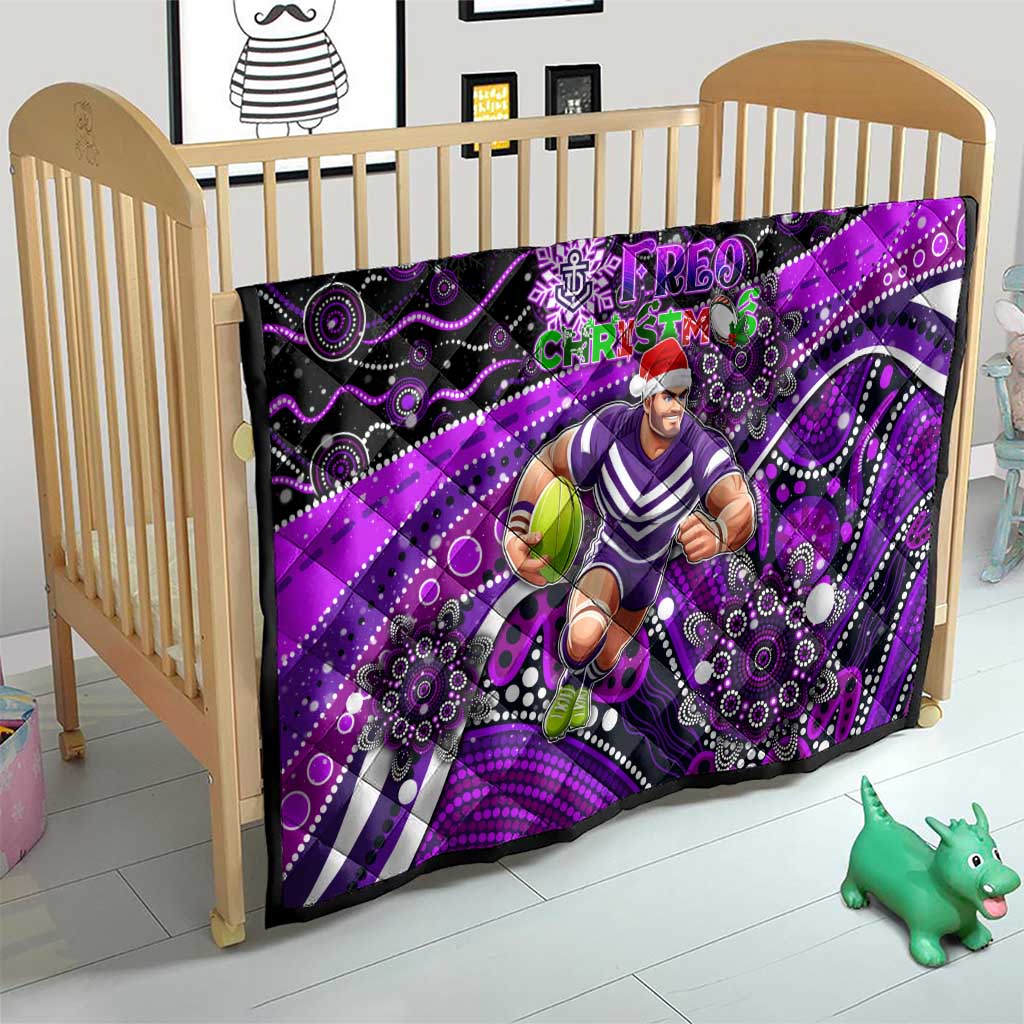 Merry Christmas AFL Fremantle Freo Quilt Aboriginal Santa Football Mascot