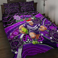 Merry Christmas AFL Fremantle Freo Quilt Bed Set Aboriginal Santa Football Mascot