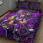 Merry Christmas AFL Fremantle Freo Quilt Bed Set Aboriginal Santa Football Mascot