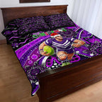 Merry Christmas AFL Fremantle Freo Quilt Bed Set Aboriginal Santa Football Mascot