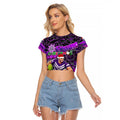 Merry Christmas AFL Fremantle Freo Raglan Cropped T Shirt Aboriginal Santa Football Mascot